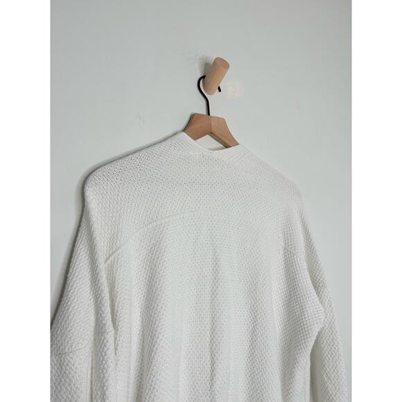 Gap White Textured V Back Cardigan Sweater Large Chunky Knit Minimalist - Picture 7 of 9